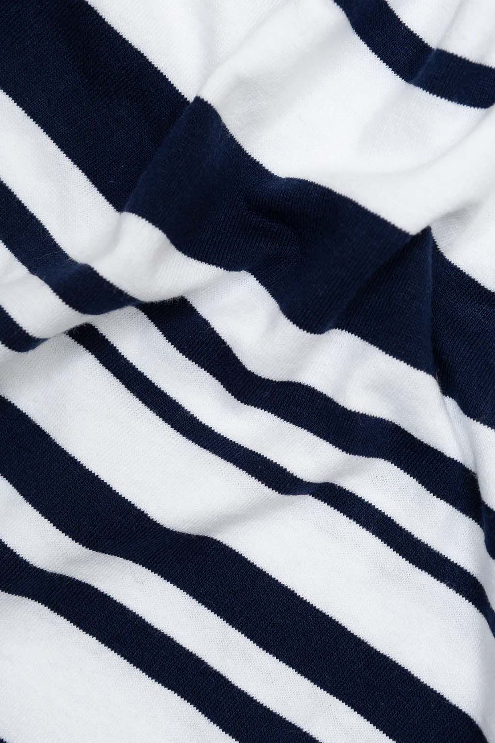 Edmmond Studios Multi Stripes Long Sleeve T-Shirt in White/Navy - Image 3
